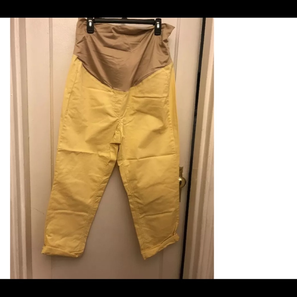 NWT Loft Cropped Maternity Pants Full Panel Yellow
